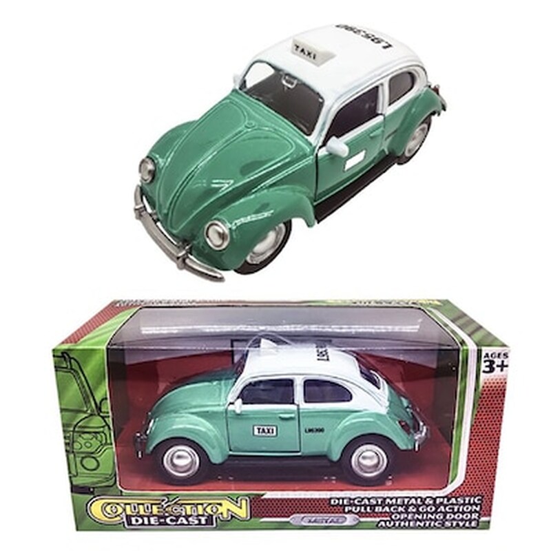 Σκαραβαιος Ταξι 11.5cm Μεταλλικο Pull Back Σε Κουτακι 15cm Toymarkt 901929