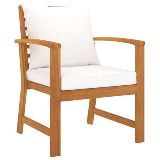 Σετ Σαλόνι Κήπου Vidaxl από Μασίφ Ξύλο Ακακίας με Μαξιλάρια 5 Τμχ - Λευκό image 3