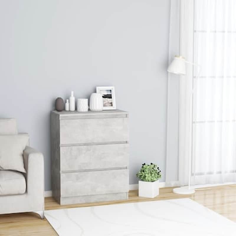 VIDAXL Vidaxl Συρταριέρα Γκρι Του Σκυροδέματος 60x35x76 Εκ. Από Μοριοσανίδα