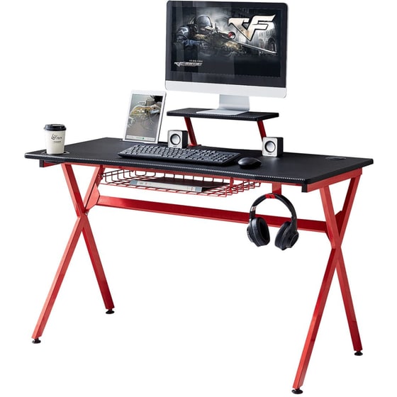 Γραφείο Gaming ArteLibre Petrosys από MDF 120x60.5cm - Μαύρο/Κόκκινο image 0