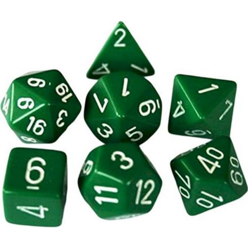 CHESSEX Σετ Ζάρια Opaque Polyhedral 7-die Sets Green /White Chessex