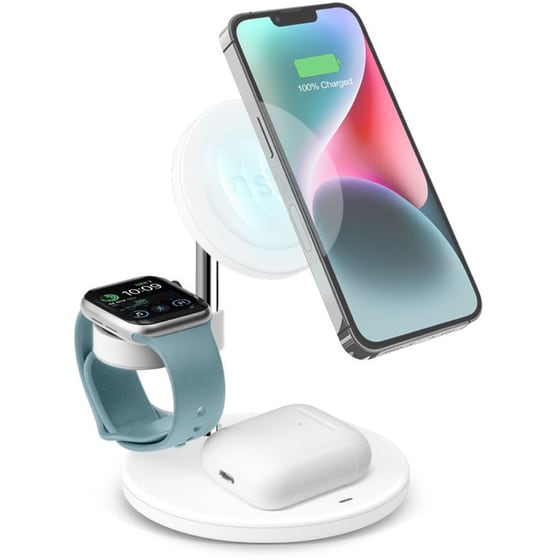 Ασύρματος Φορτιστής SBS Wireless Charger Station 3 in 1 15W - White image 0