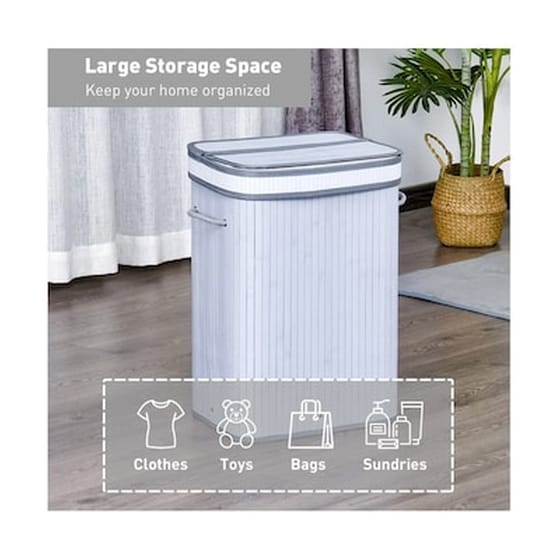 Καλάθι Απλύτων Από Μπαμπού 70 L Homcom 850-125 image 2