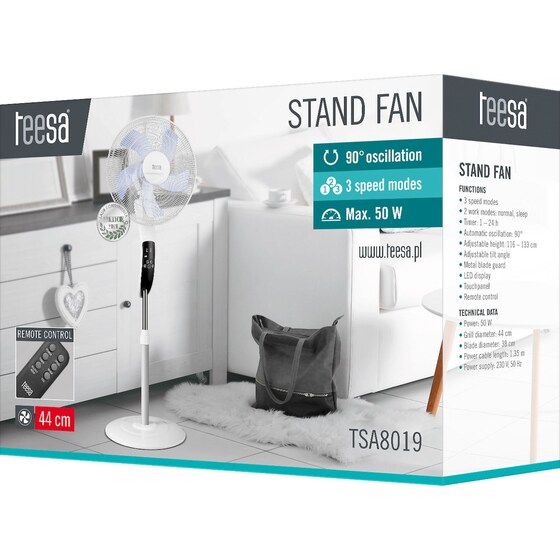 TEESA TSA8019 Ανεμιστήρας Ορθοστάτης 50 W 44 cm image 6