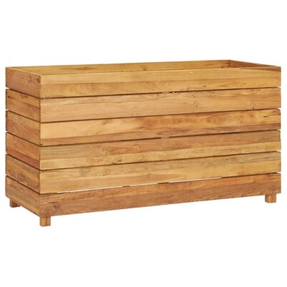 Vidaxl Ζαρντινιέρα 100x40x55 Εκ. Από Ανακυκλωμένο Ξύλο Teak Και Ατσάλι image 2