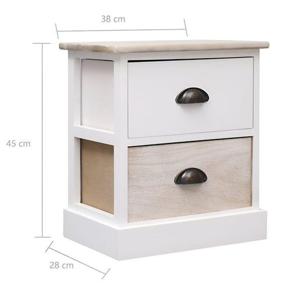 Κομοδίνο Vidaxl Από Ξύλο Παυλώνιας 2τμχ 38x28x45 cm - Φυσικό Λευκό image 6