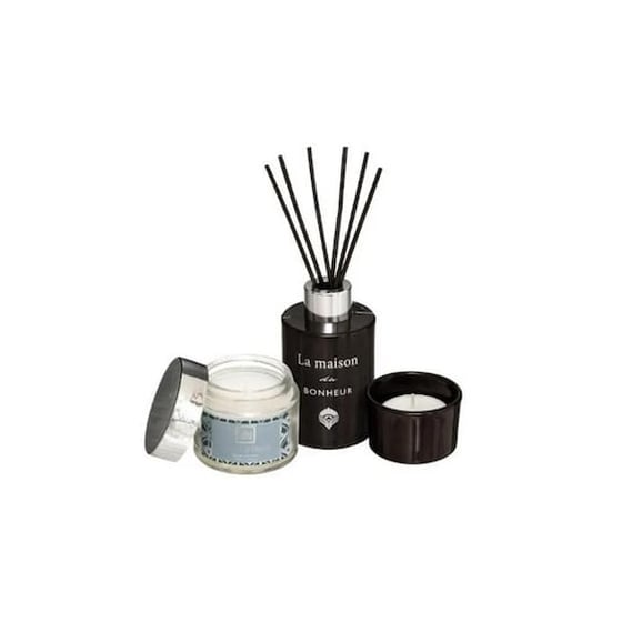 Σετ Αρωματικό Χώρου 3 Τεμ Με Αρωματικά Sticks Και 2 Αρωματικά Κεριά, 6x6x10 Cm Μαύρο image 1