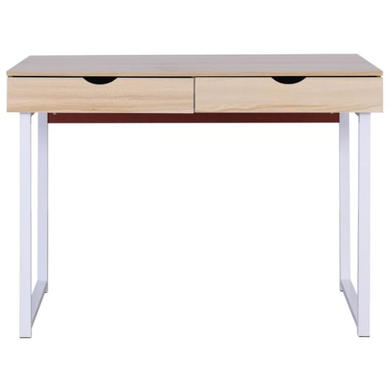 Γραφείο με Συρτάρια Woodwell από Μελαμίνη 100x48cm - Μπεζ/Λευκό image 1
