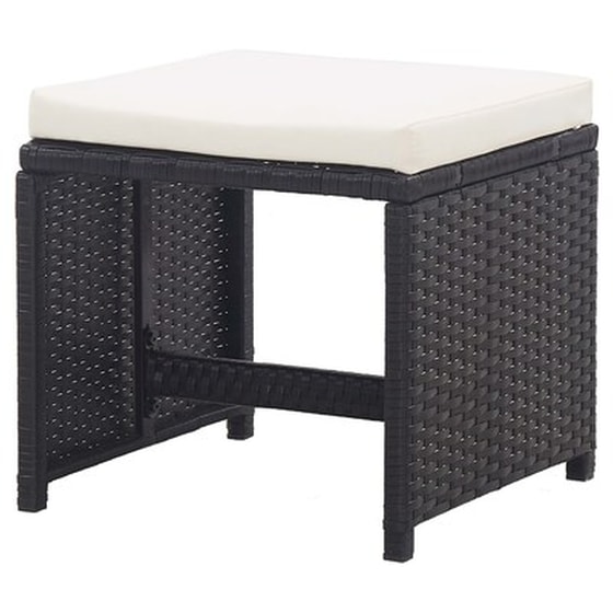 Vidaxl Σκαμπό Κήπου 2 Τεμ. Μαύρα Από Συνθετικό Ρατάν Με Μαξιλάρια image 4