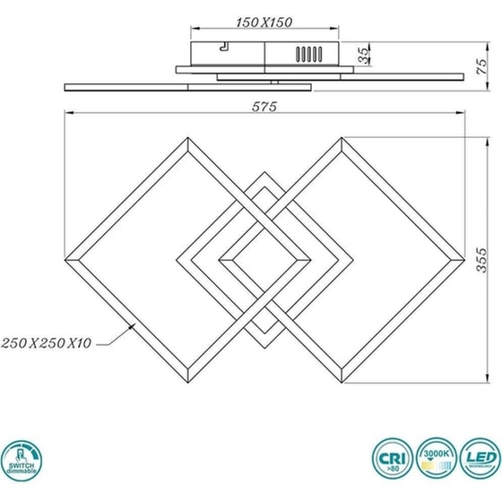 Trio Lighting Venida Πλαφονιέρα Οροφής 57.5εκ. Μαύρη με Ενσωματωμένο LED image 3