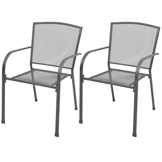 Καρέκλες Κήπου Vidaxl Στοιβαζόμενες Ατσάλινες 2 Τεμ. 55x61x87cm - Γκρι image 0