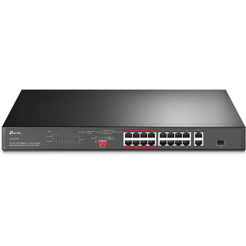 TP-LINK TL-SL1218P Gigabit Rackmount Switch Gigabit Ethernet (10/100 Mbps) 16-Port PoE+
