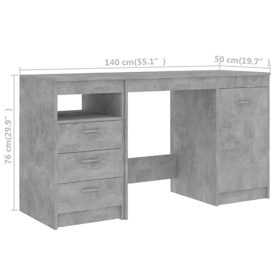 Γραφείο Μελέτης VidaXL από Μοριοσανίδα 140x50cm - Γκρι image 6
