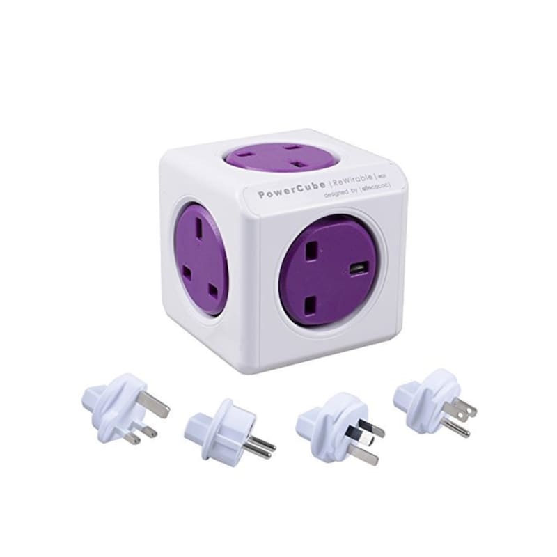 POWERCUBE Ταφ Allocacoc Powercube Rewirable Travel 5 Θέσεων UK 4 Plugs - Μωβ
