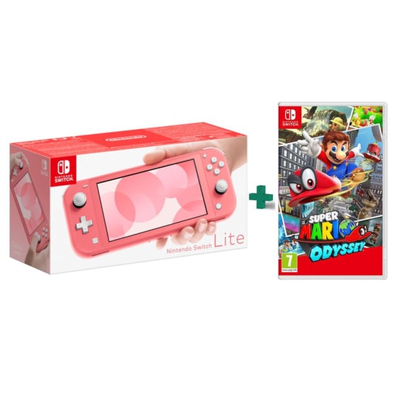 Nintendo Switch Lite Coral & Super Mario Odyssey image 0