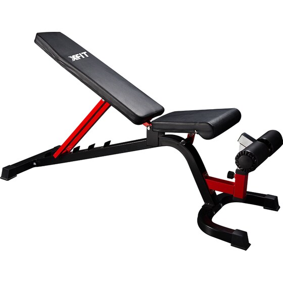 Κατακλινής Πάγκος Γυμναστικής X-Fit 154x53cm - Μαύρος/Κόκκινος image 0