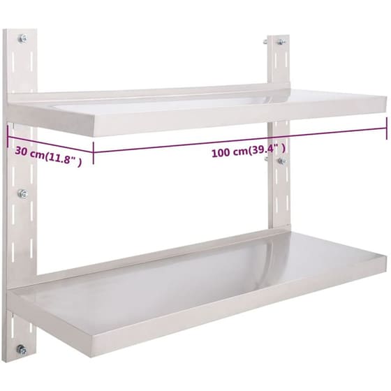 Ράφι Τοίχου VidaXL από Ανοξείδωτο Ατσάλι 100x30 cm - Γκρι image 6
