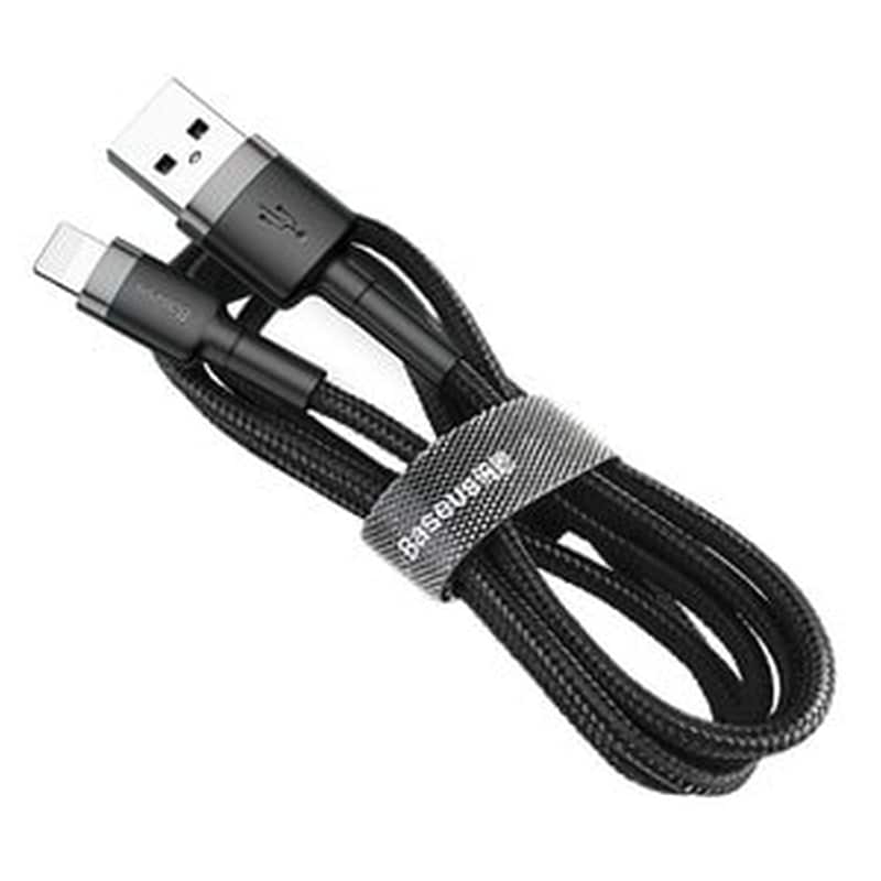 Καλώδιο Baseus Cafule Braided Usb / Lightning Qc3.0 2.4a 0.5m - Baseus - Μαύρο / Γκρι - Lightning