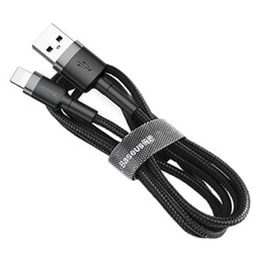 Καλώδιο Baseus Cafule Braided Usb / Lightning Qc3.0 2.4a 0.5m - Baseus - Μαύρο / Γκρι - Lightning