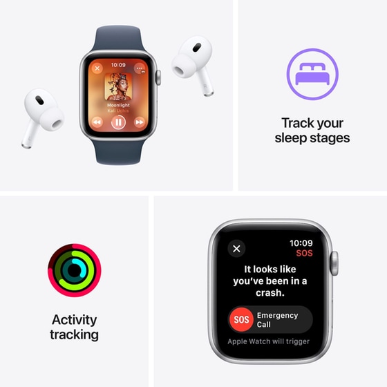 Apple Watch SE Starlight Aluminium GPS 44mm - Starlight Sports Band Medium/Large image 6