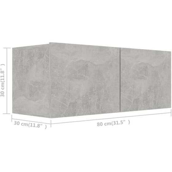 Έπιπλα Τηλεόρασης VidaXL από Μοριοσανίδα 2 Τμχ 100x30x30cm - Γκρι image 5