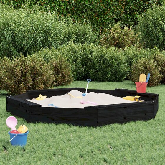 VidaXL Αμμοδόχος με Καθίσματα Οκτάγωνη 159.5x159.5x20cm Ξύλινη - Μαύρο image 1