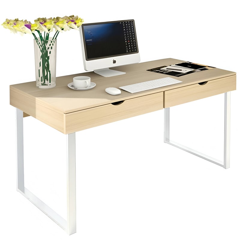 Γραφείο με Συρτάρια Welhome από Μελαμίνη 100x48cm – Maple/Λευκό