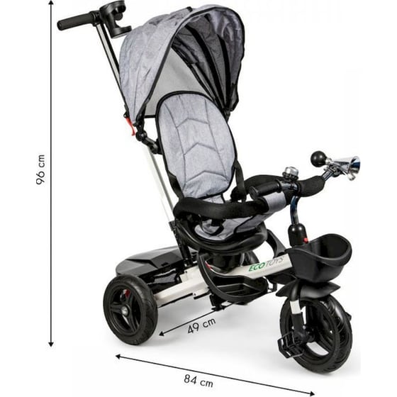 Παιδικό Τρίκυκλο Ποδήλατο Ecotoys JM-311 - Γκρι/ Μαύρο image 6