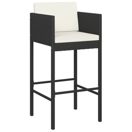 Vidaxl Σετ Επίπλων Μπαρ Κήπου 3 Τεμ Μαύρο Συνθετικό Ρατάν Με Μαξιλάρια image 3