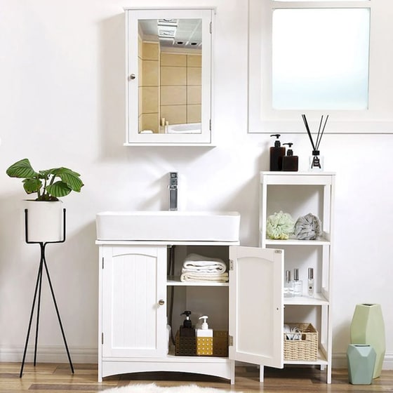 Ντουλάπι Μπάνιου Νιπτήρα Vasagle Bbc01wt από MDF 60x30x60cm - Λευκό image 1