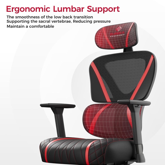 Καρέκλα Gaming Eureka Ergonomic Ergonomic Norn ERK-GC06-R από Τεχνητό Δέρμα - Μαύρη/Κόκκινη image 4
