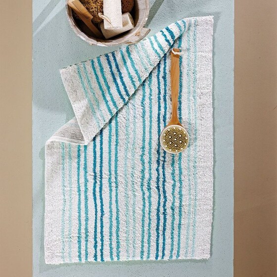 Πατάκι Μπάνιου Kentia Loft Peyton 19 Ορθογώνιο από Βαμβάκι 60x90 cm - Εκρού/Μπλε image 1