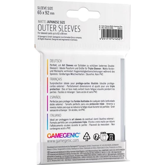 Gamegenic Outer Sleeves Japanese Small Size - Non-glare Matte Clear (60 Sleeves) image 3