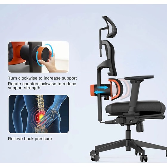 Καρέκλα Γραφείου/Gaming Eureka Ergonomic ERK-OC12-B από Ύφασμα Mesh - Μαύρη image 8