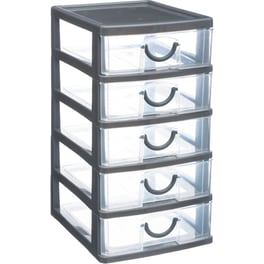 Συρταριέρα Γραφείου Spitishop από Πλαστικό 13x15x25 cm - Γκρι/Διάφανο