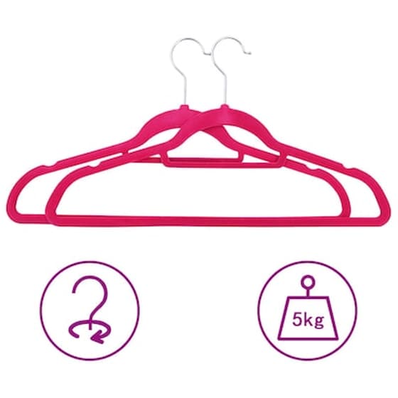 Vidaxl Κρεμάστρες Ρούχων Σετ 20 Τεμ. Αντιολισθητικές Ροζ Βελούδο image 2