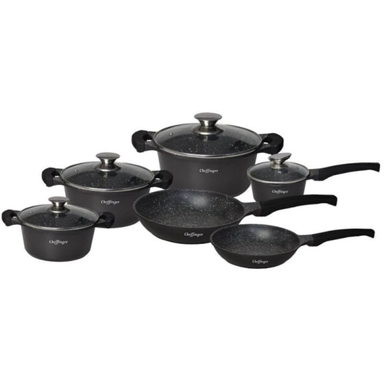 Σετ Μαγειρικών Σκευών CHEFFINGER DA1010 BLACK 10 τμχ Μαύρο image 0