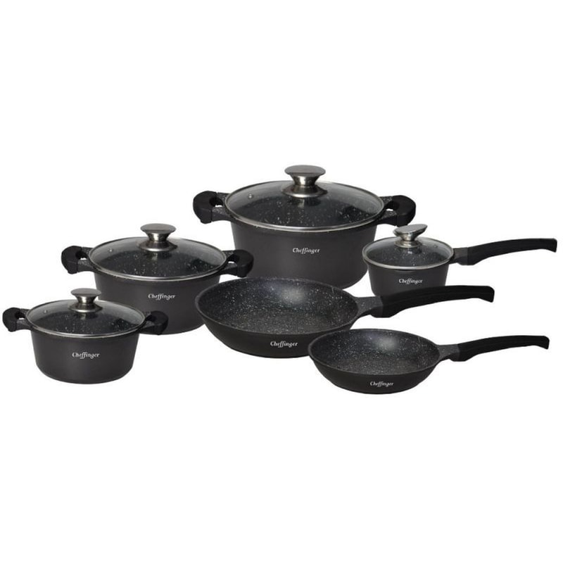 CHEFFINGER Σετ Μαγειρικών Σκευών CHEFFINGER DA1010 BLACK 10 τμχ Μαύρο