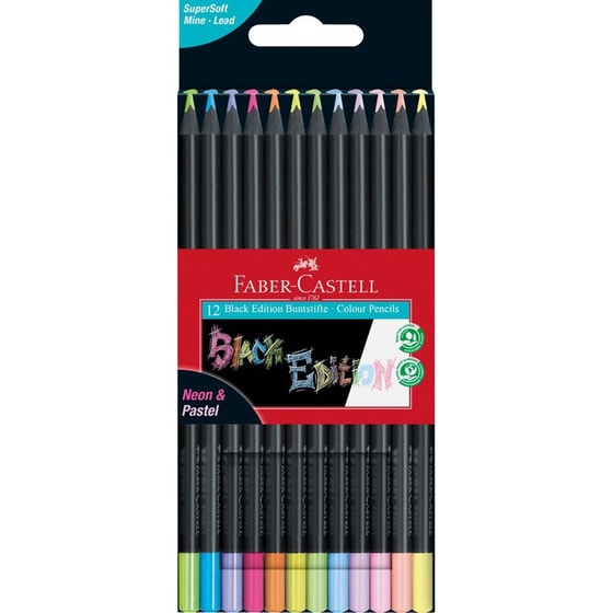 Σετ Ξυλομπογιές Faber-Castell Colour Pencils Black Edition Neon + Pastel 12 Τεμάχια image 0
