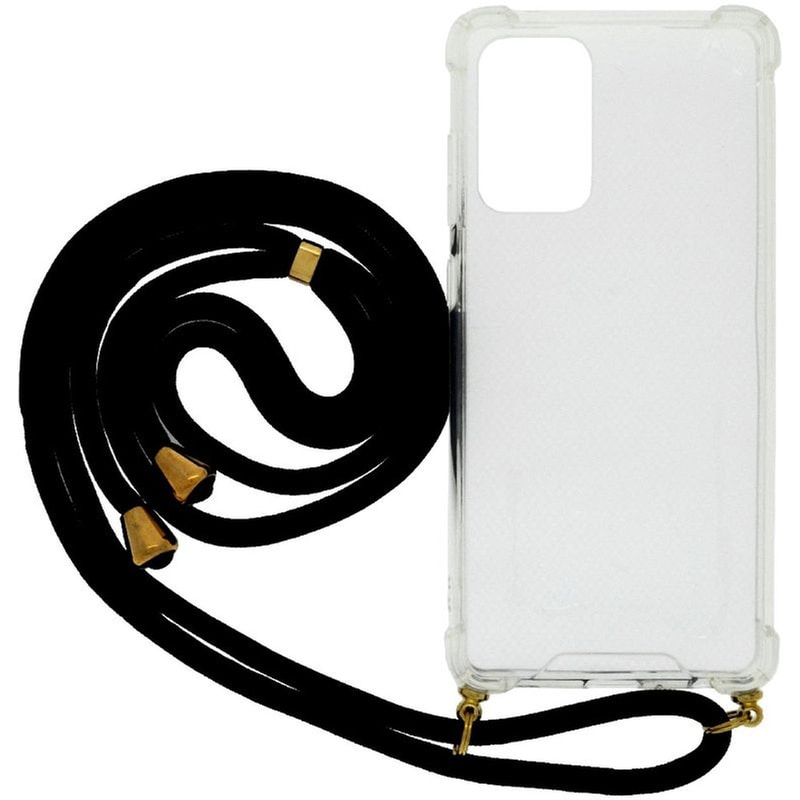 Θήκη Samsung Galaxy A72 - Ancus Crossbody με Κορδόνι Μαύρο - Διάφανο