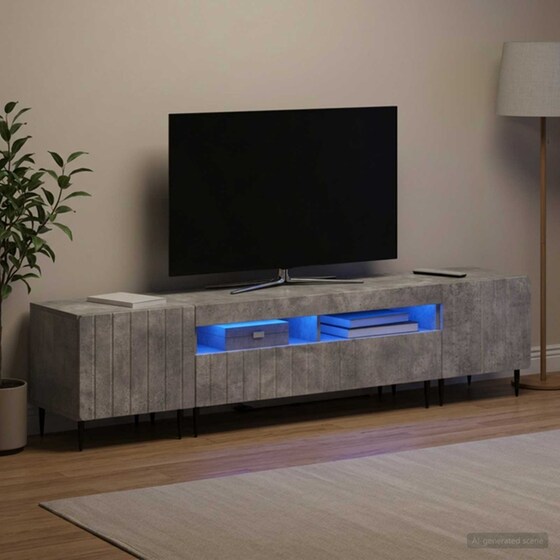 Έπιπλο Τηλεόρασης VidaXL με LED 5 τμχ 198 x 35 x 43 cm - Γκρι Σκυροδέματος image 2