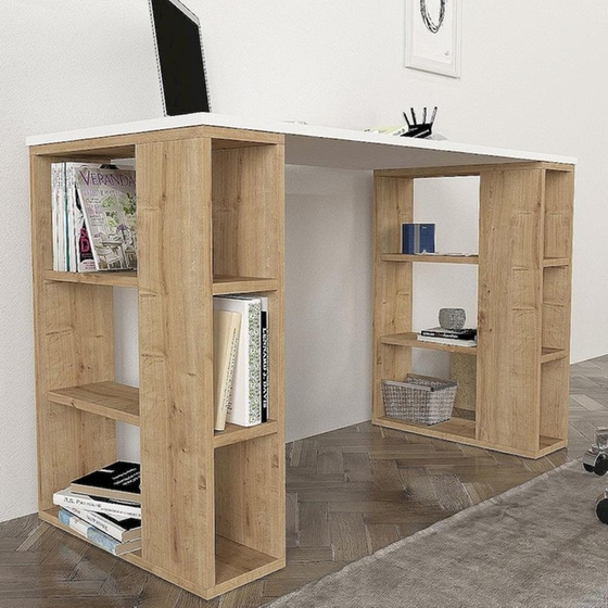 Γραφείο ArteLibre Wimsey από Μοριοσανίδα/Μελαμίνη 140x60x74cm - Λευκό/Sapphire image 4