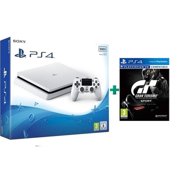 Sony PlayStation 4 - 500GB Slim White & Gran Turismo Sport Day One Edition image 0