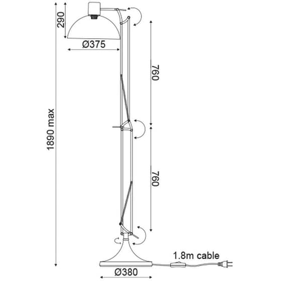 Φωτιστικό Δαπέδου Aca Freddie από Μέταλλο 38x56.5x189 cm - Λευκό image 1