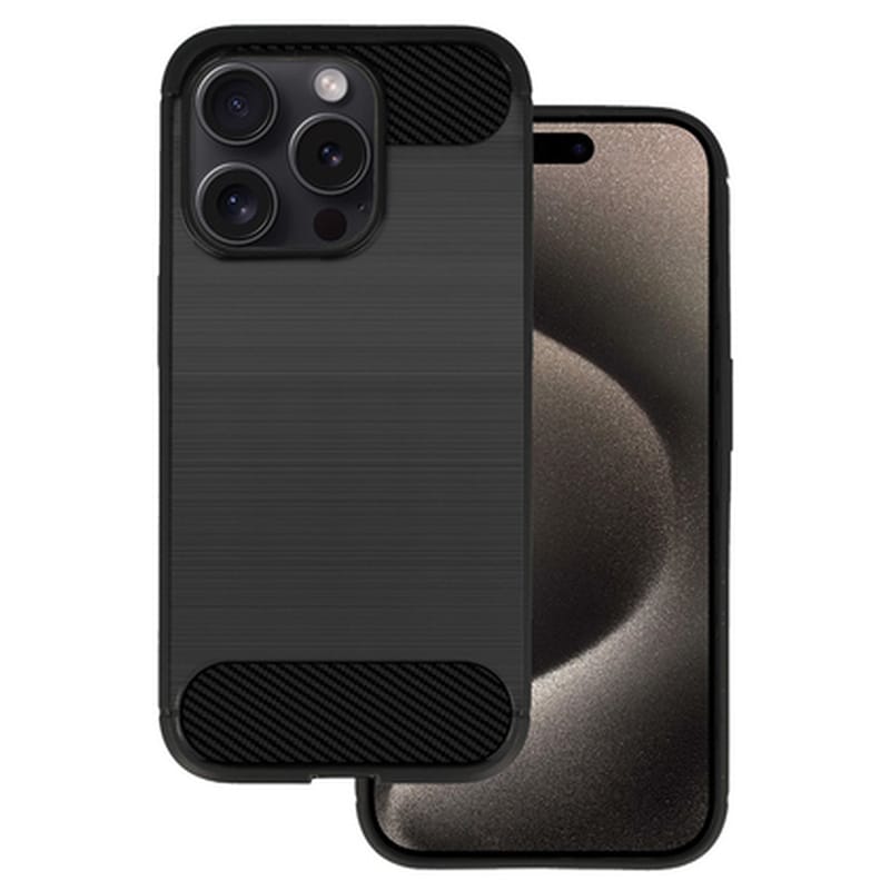 Powertech Θήκη Carbon Mob-1929 Για Iphone 15 Pro, Μαύρη