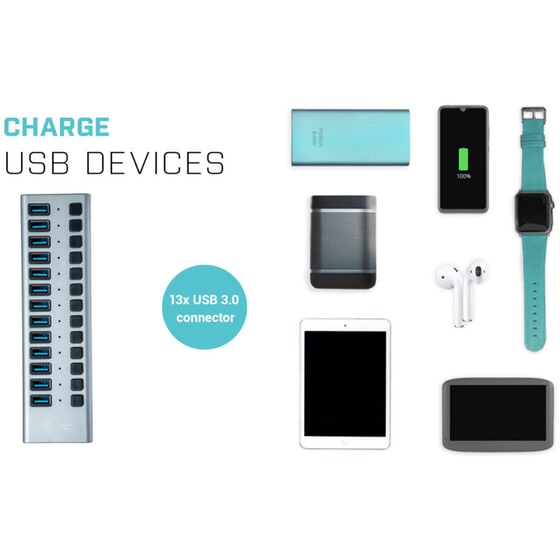 i-tec U3CHARGEHUB13 USB Hub 13-Port USB 3.0 συμβατό με USB-A image 4