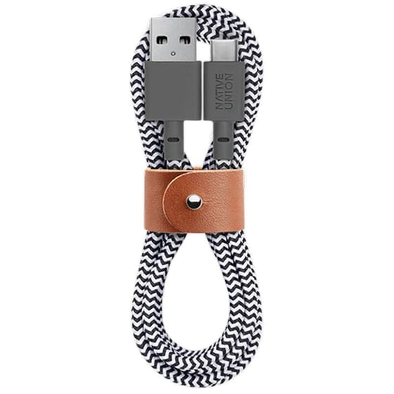 Καλώδιο Φόρτισης Native Union Belt Cable USB-A σε USB-C 1.2m - Zebra image 0