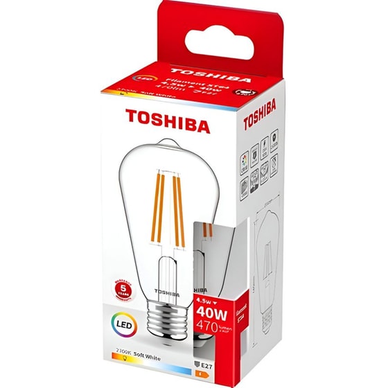 Λάμπα LED Toshiba Filament ST64 E27 4.5W 2700K - Θερμό Λευκό image 1