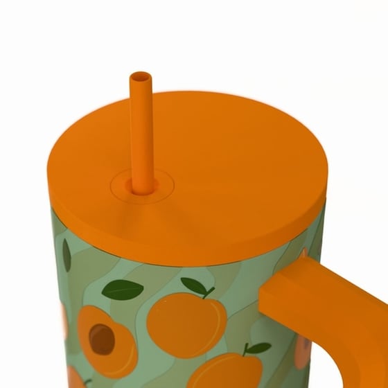 Ποτήρι Θερμός Estia Straw Tumbler XL Save The Aegean Peach Garden με Καλαμάκι και Λαβή 900 ml image 2