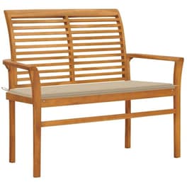 Vidaxl Παγκάκι Κήπου 112 Εκ. Από Μασίφ Ξύλο Teak Με Μπεζ Μαξιλάρι